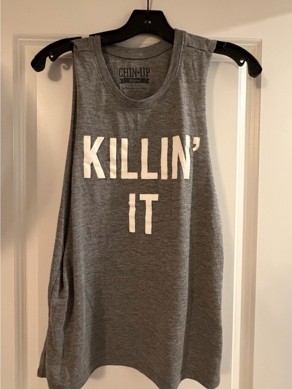 Chin Up Apparel Gray Graphic Muscle Tank
